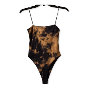 Women's SHEIN Bodysuit Size S Black Brown Tie Dye